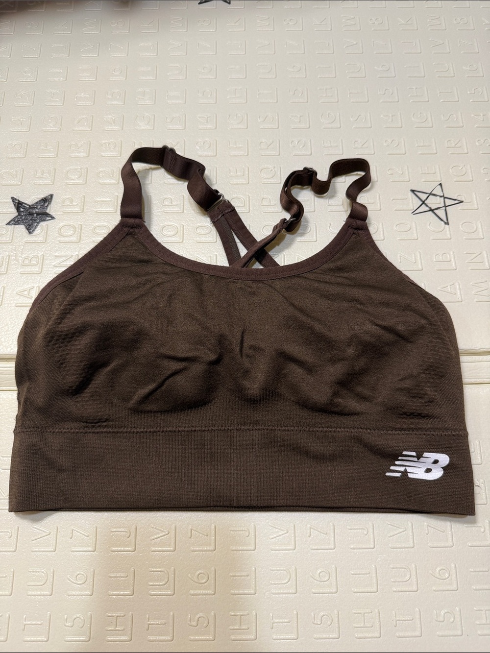 New Balance Women's Dark Brown Seamless Crossback Sports Bra